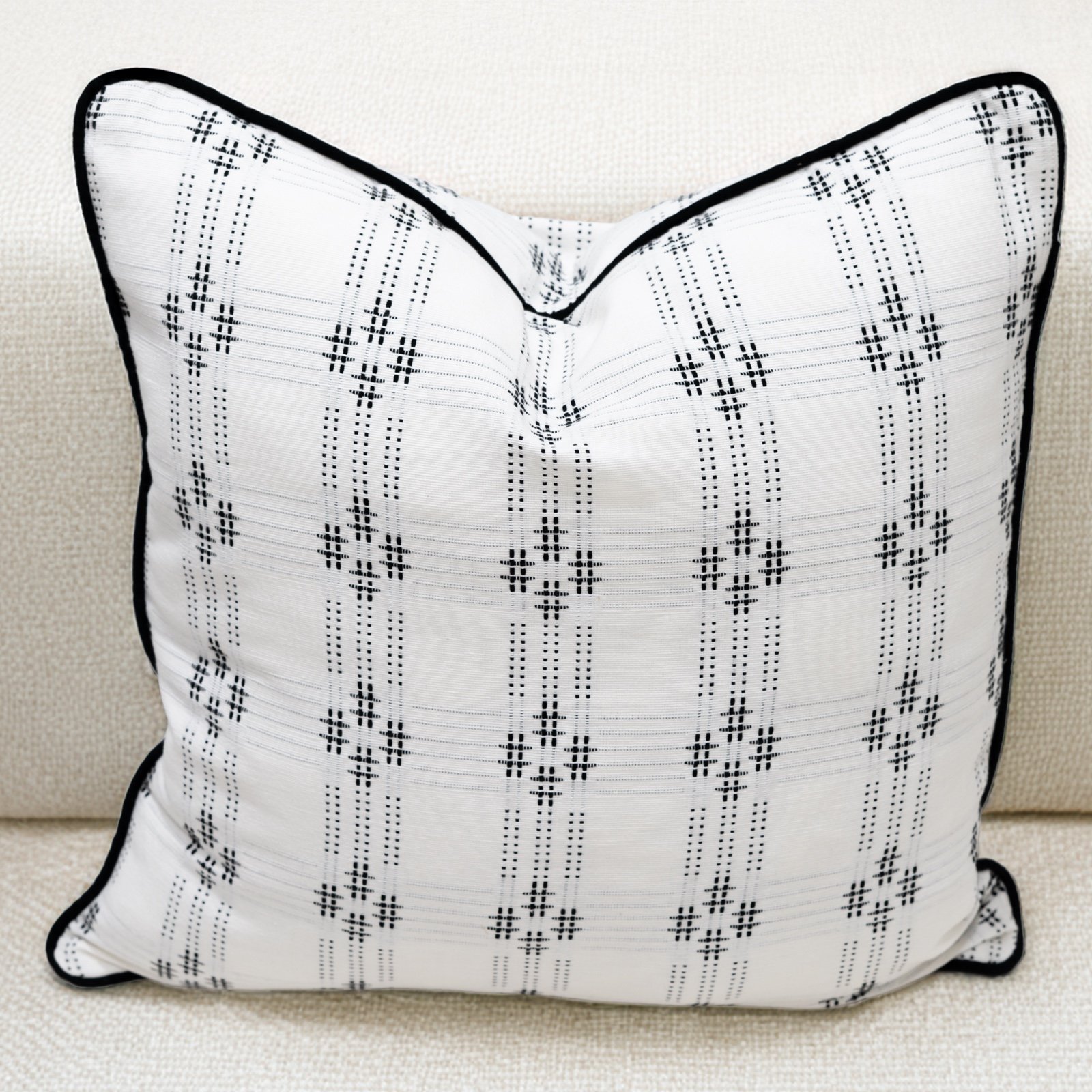 White Mono Dobby Grid 100% Cotton Cushion Cover